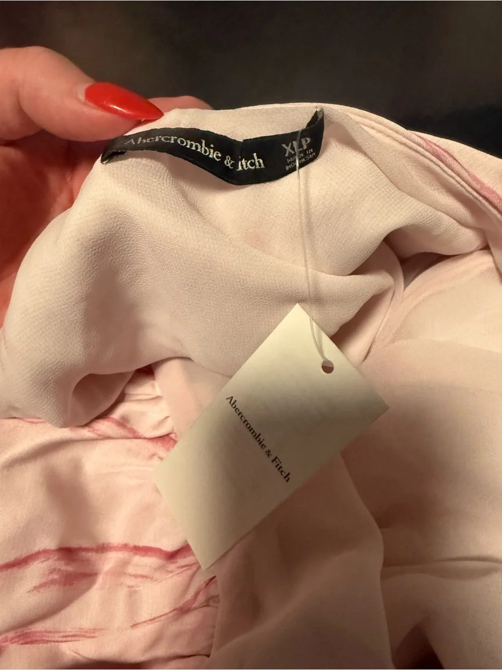 NWT. XL Petite. Abercrombie & Fitch Julia Halter Slip Maxi Dress in Pink Marble